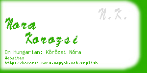 nora korozsi business card